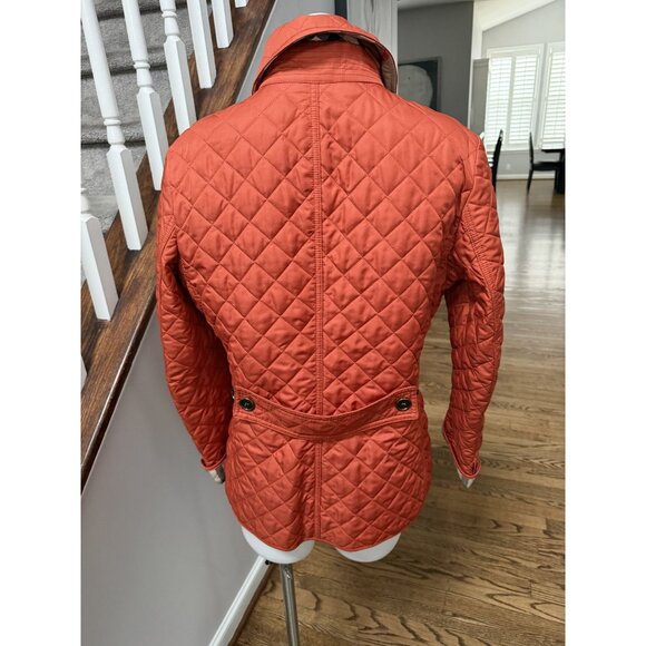 Women Burberry Brit Quilted Jacket Copford Orange Size Large - Picture 3 of 9
